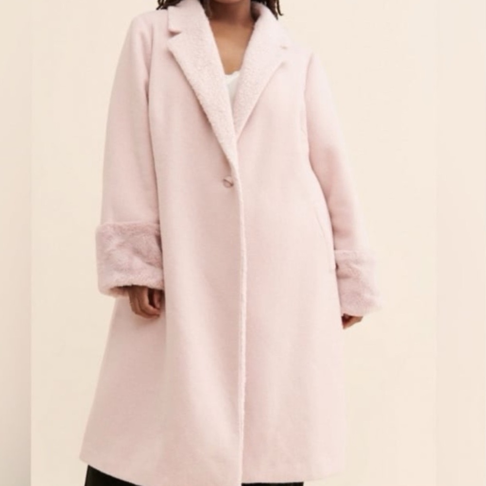 Hutch Soft Pink Mixed Media Overcoat [PP99]